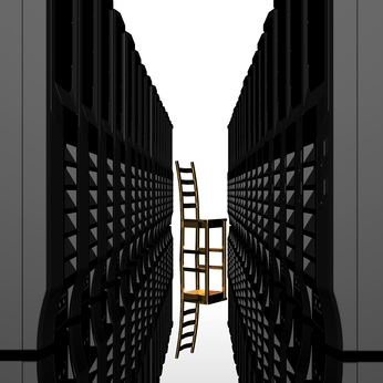 3d computer servers in a row isolated on a white background