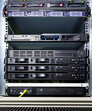 Extensive server configuration in a rack at a data center