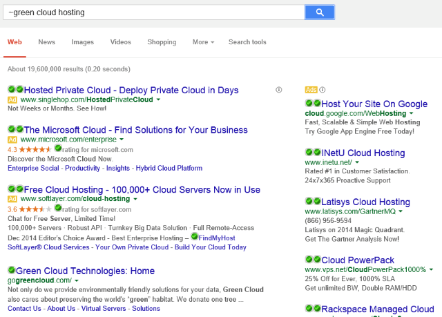 green cloud hosting google search